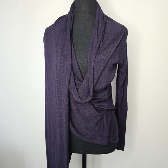 Renee C. Women's Navy Long sleeve Sweater Wrap, Size S-M - Picture 3 of 14